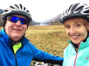 Selfie time for my dynamic duo looking towards the vista of Loch Voil. 